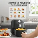 Midea Friteuse sans huile 2 L, 1150 W, panier antiadhésif, compatible lave-vaisselle, design compact, MAF20P0BPK image 2