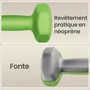 JOYFURNOSLot de 2 haltères, Poids en néoprène 2 x 2 kg, Hexagonaux, Pour entraînement à domicile et remise en forme, Vert image 6