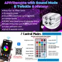 4 Colors 32W Twinkle Car Starlight Headliner Kit 600pcs*0.03in*13.1ft with APP&RF Remote, RGBW Fiber Optic Strands Star Roof Lights,4 Port Engine Sound Activated Ceiling Star Lights for Home/Car Decor image 4