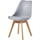 mcc direct Set of 2 Dining Chairs Wooden Legs Soft Cushion Pad Stylish Retro Lounge Dining Office EVA (Grey) image 2