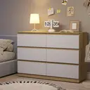 GRAVFORCE Chest of Drawers 6 Drawers Modern Bedroom Dresser with Storage Cabinet Wooden Cupboard for Bedroom Living Room White 70x100x30cm image 0