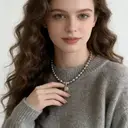 VoxorAI XL25 Grey Bubble Sugar Cube Necklace Pearl Necklace Sweater Chain Pendant Detachable All Seasons image 1