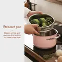 PURECOOK Colored Ceramic-Coated 304 Stainless Steel 4-Piece Cookware Set Series
16cm Milk Pot, 18cm Soup Pot with Steamer Insert , 22cm Hot Pot, 24cm Stock Pot - Pink Ceramic Coating, Multi-Ply Base, Heat-Conducting Silicone Glass Lid, 304 Stainless Steel image 7