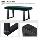 CLIPOP Upholstered Dining Bench, 100 cm Velvet Padded Seat, Ottoman Bench Hallway Bench with Sturdy Metal Legs, Dining Room Bench Seating for Entryway Living Room Bedroom Green image 6