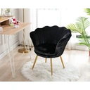 CHAIRUS Chaise d'appoint en velours en forme de pétale avec pieds dorés - Noir image 5