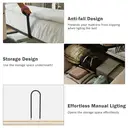 Lit rembourré double 160×200 avec table de chevet, lampe de lecture et fonction de charge USB Type-C. Beige-blanc, tissu en v image 6