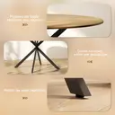 HOMCOM Table à manger ronde pour 4 personnes table de cuisine 120 cm style industriel avec plateau aspect bois et piètement croisé en acier, chêne image 1