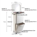ochama Trocken- und Nass-Trenn-Mülleimer, doppelschichtig, mobil, mit Rollen, große Fächer, für Küche, Wohnzimmer, Heimgebrauch, Weiß, 45 l image 9