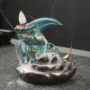 JU7CER Brûleur d’encens en céramique à émail changeant en forme de lotus image 2