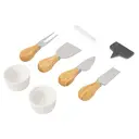 Zimatic Plateau à fromage, charcuterie et fruits en bambou avec ensemble de couteaux image 1