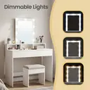 Ochama x SONGMICS Dressing Table, LED Lights with Adjustable Brightness, Vanity Table with Mirror, 2 Drawers and 3 Compartments, Makeup Table, Modern, White image 5