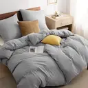 Bedsure Parure de lit 100 % polyester gris - 2 housses 135 x 200 cm et 2 taies 80 x 80 cm image 0