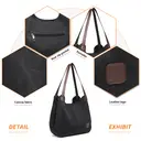 Kono Canvas Shoulder Tote Bag, Vintage Hobo Handbag for Women, Casual Top Handle Bag for Work School Travel Shopping Black image 4