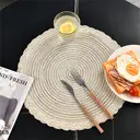 Lot de 6 sets de table ronds tressés en patchwork de polyester à trois brins 38 cm - Beige image 3