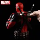 1pc Marvel Deadpool Piggy Bank Officially Licensed 3D PVC Waterproof Shatterproof Figurine Money Box Coin Bank Home Decor Collectible Desktop Organizer Savings Jar Heart Gift image 3