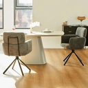 CLIPOP 1PC Chenille Swivel Tub Chair for Living Room 360 Rotating Base Luxurious Dining Armchair with Padded Seat, Desk Chair no Wheels for Dining Room Bedroom Vanity 0659-s green 59*60*91 cm image 2