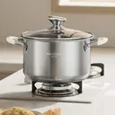 Maxcook 4.3L 304 Stainless Steel Stock Pot (22cm) With Glass Lid and Silicone Handles, Soup Pot for Induction Cooktop, Compatible with All Cooktops MCT1149 image 1
