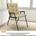 Outsunny Lot de 2 coussins de chaise d'extérieur, coussins de jardin avec attaches, usage intérieur et extérieur, 120 x 50 x 8 cm, beige image 2