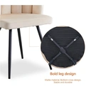 CLIPOP Velvet Dining Chairs Set of 2 Vanity Chair with Petal Back and Metal Legs, Modern Makeup Chair for Bedroom Dressing Table Kitchen Living Room Cream 45*47*82cm image 3