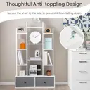 COSTWAY 12-Tier Wooden Bookshelf with Folding Drawer for Study Living Room, White image 5