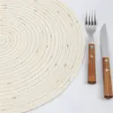 Daikin Lot de 6 sets de table ronds 38 cm en polyester, beige, tissés à la main en coton, nettoyables à l’essuyage, à paillettes, pour fêtes de fin d’année, mariage image 8