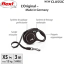 Flexi Classic XS laisse enrouleur à sangle 3 m, noir image 1