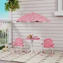 AIYAPLAY Kids Patio Table and Chair Set, Kids Garden Furniture with 2 Folding Chairs and Removable Umbrella, Unicorn Theme Portable 4-Piece Bistro Set for Garden, Pink image 8