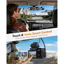 WOLFBOX Caméra embarquée 3 canaux pour voiture, caméra avant 4K + caméra intérieure 1080P + caméra arrière 2,5K, Wi-Fi 5,8 GHz et GPS, écran tactile, commande vocale image 1