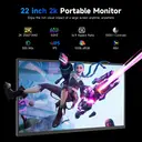 UPERFECT 22" 2K Portable Monitor with 2560 x 1440 QHD IPS 180° Adjustable Stand USB-C Mini HDTV Double Speaker for Laptop PC PS4/5 Switch/Xbo, VESA Compatible image 1