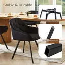 CLIPOP 360° Swivel Dining Chair Velvet Upholstered Desk Chairs without Wheels Ergonomic Office Chair with Arms and Metal Legs for Home Study 0197-s deep black 54.5*46*80 cm image 2