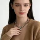 VoxorAI XL25 Grey Bubble Sugar Cube Necklace Pearl Necklace Sweater Chain Pendant Detachable All Seasons image 8