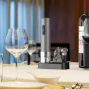 Cuisync Wine Opener Set, 5-in-1 Electric Wine Opener Gift Set, Stainless Steel Automatic Corkscrew with Foil Cutter, Vacuum Stopper, Aerator Pourer and Storage Base, Battery Operated Bottle Opener Gift Kit for Home Party, VBGS-KB1-602303SL image 3