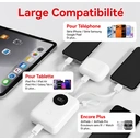 dpower P8284 Batterie Externe 10000mAh 22,5W Power Bank avec Câble Intégré Lightning, Écran Numérique, Batterie Portable Compacte Approuvée Avion pour Téléphone Smartphone Tablette,Blanc image 4