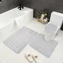 Bathroom Rugs Set 3 Piece, Plush Absorbent Bath Mats for Bathroom,
Non Slip Machine Washable Bath Mat Set with 38*44cmToilet Cover, 50*40cm U-Shaped Contour Toilet Rug,50*80cmBathroom Rugs,grey image 1
