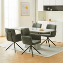 CLIPOP 1PC Chenille Swivel Tub Chair for Living Room 360 Rotating Base Luxurious Dining Armchair with Padded Seat, Desk Chair no Wheels for Dining Room Bedroom Vanity 0659-s green 59*60*91 cm image 4