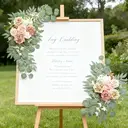 Wei's moment Bouquets artificiels de roses poudrées, lot de 2, pour panneaux d'accueil de mariage, décorations florales, arches de mariage pour cérémonie image 2