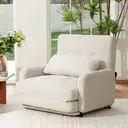HomeMiYN Klappbarer Schlafsessel mit verstellbarer Rückenlehne und Kissen, 4‑Farben Auswahl Beige image 2