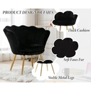 CHAIRUS Chaise d'appoint en velours en forme de pétale avec pieds dorés - Noir image 4