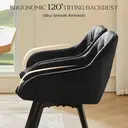 CLIPOP 360° Swivel Dining Chair Velvet Upholstered Desk Chairs without Wheels Ergonomic Office Chair with Arms and Metal Legs for Home Study 0197-s deep black 54.5*46*80 cm image 6