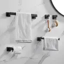 JORDAN&JUDY 5-Piece Black Towel Rack Set, Bathroom Storage, Stylish & Functional image 1
