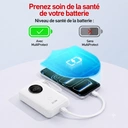 dpower P8284 Batterie Externe 10000mAh 22,5W Power Bank avec Câble Intégré Lightning, Écran Numérique, Batterie Portable Compacte Approuvée Avion pour Téléphone Smartphone Tablette,Blanc image 2