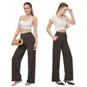 Willit Women's Yoga Pants Wide Leg Dress Work Pants Stretch Casual Pants Slacks with Pockets High Waist 30" Coffee M image 7