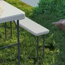 Outsunny Ensemble table et bancs de pique-nique pliants 113 cm, avec poignée de transport, gris clair et blanc image 5