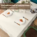 Ablecloth Nappe en lin et coton lavable, anti-poussière et anti-plis, avec franges, pour table de cuisine, table à manger, table basse et table de jardin, 120 x 120 cm image 3
