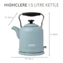 Haden Highclere Retro Kettle, 1.5L, Fast Boil, Coated Stainless Steel, Pool Blue - 197221 image 4