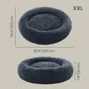 SONGMICS Fluffy Dog Bed, Cat Bed, Doughnut Cushion, Washable, Removable Padding in the Middle, Long Plush, 100 cm Diameter, Dark Grey image 6