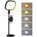 HOMCOM Lampe de bureau LED lampe de table dimmable 5 modes de couleur 10 niveaux de luminosité, protection des yeux, tête orientable, hauteur ajustable, minuterie, port USB, support téléphone, noir image 0