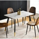 URBAN MEUBLE Table à manger rectangulaire effet marbre blanc - 110 x 70 x 75 cm image 2