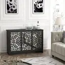 Galano Norwich 2 Door Sideboard – Modern Laser Cut Design with Acrylic Mirror – Storage Cabinet for Living Room, Bedroom, or Kitchen – Rustic Black Oak image 4