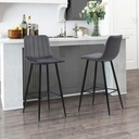 CLIPOP Velvet Bar Stools with Backrests Set of 2, Matte Black Metal Legs, 2 PCS Kitchen Counter Bar Stools (65 cm Seat Height) 051 Grey image 7